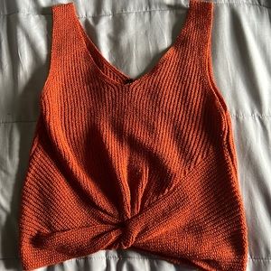 Burnt Orange Crochet Knit Tank Top